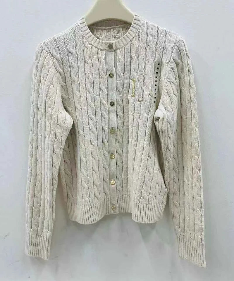 New French collegiate twist sweater knitted cardigan autumn and winter round neck slim slim design long-sleeved top