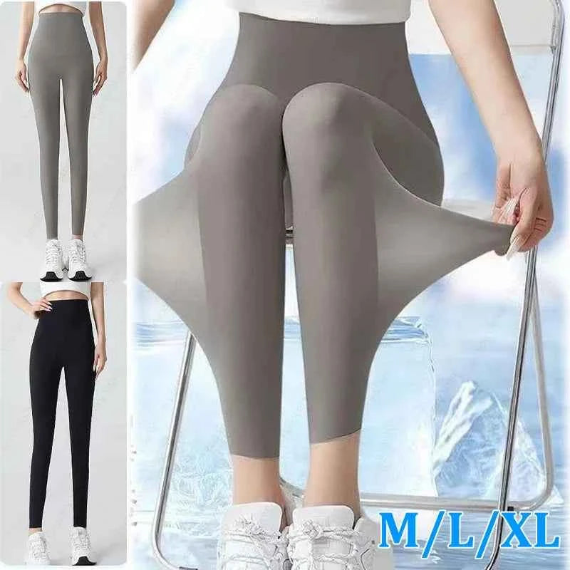 Women's Ice Silk High-Waist Leggings | Tummy Control, Butt Lift & UPF 50+ Sun Protection