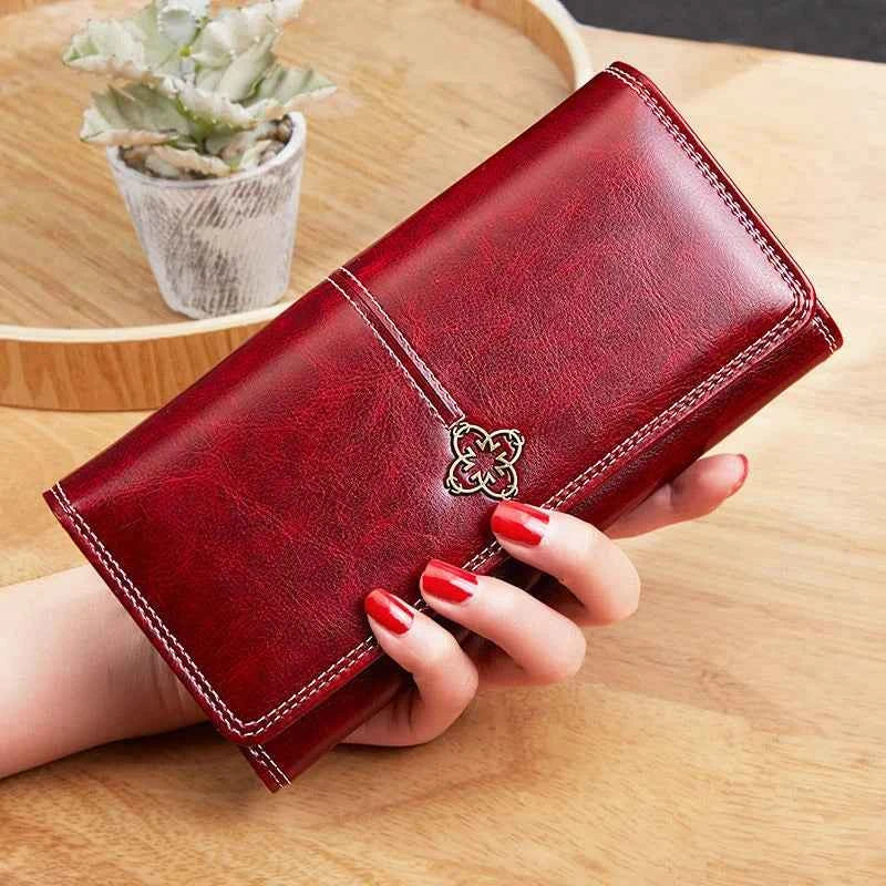 Women's Luxury Long Wallet – PU Leather Purse with Card Holder & Zip Coin Pocket