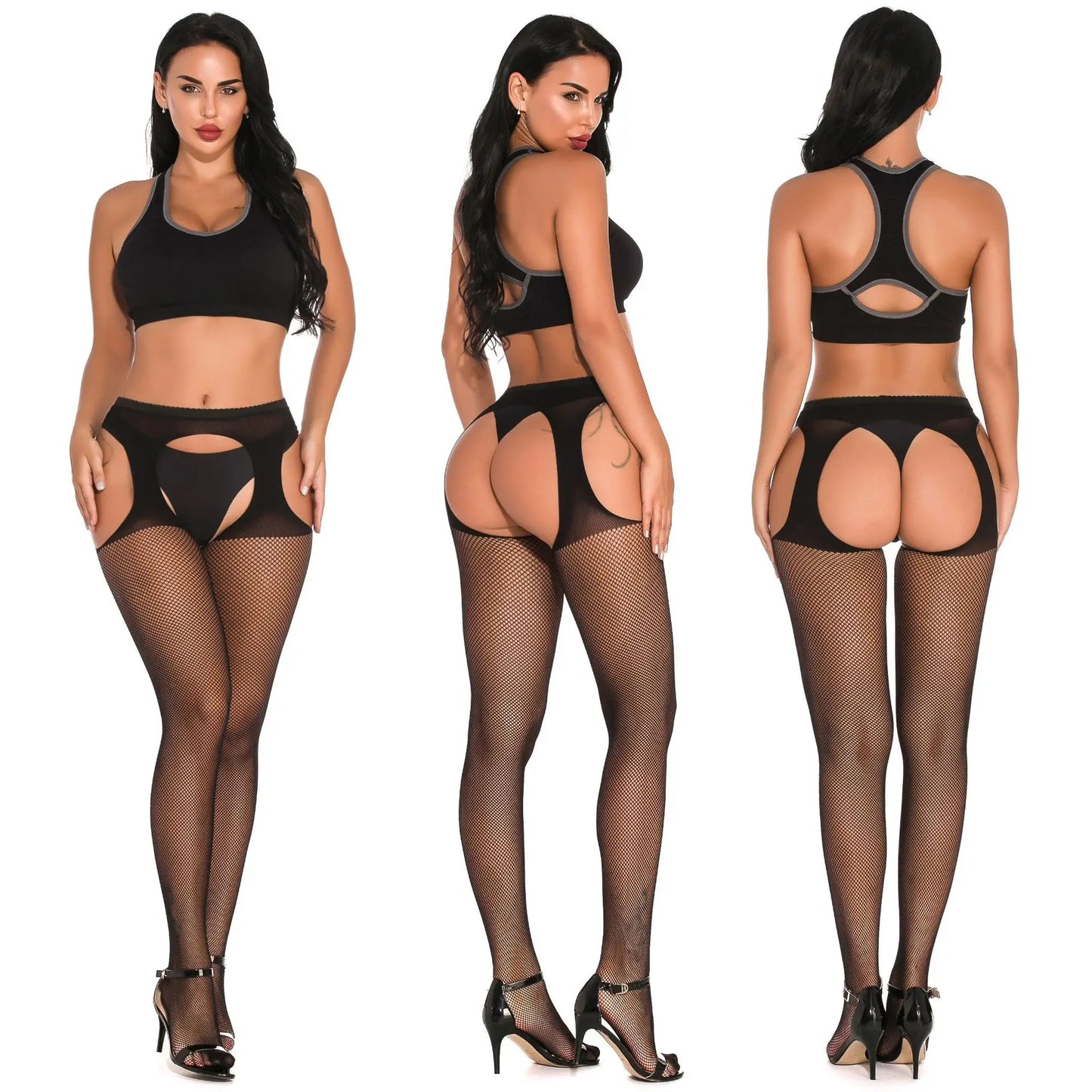 Plus Size Fishnet Pantyhose — Garter Belt Erotic Stockings & Lingerie