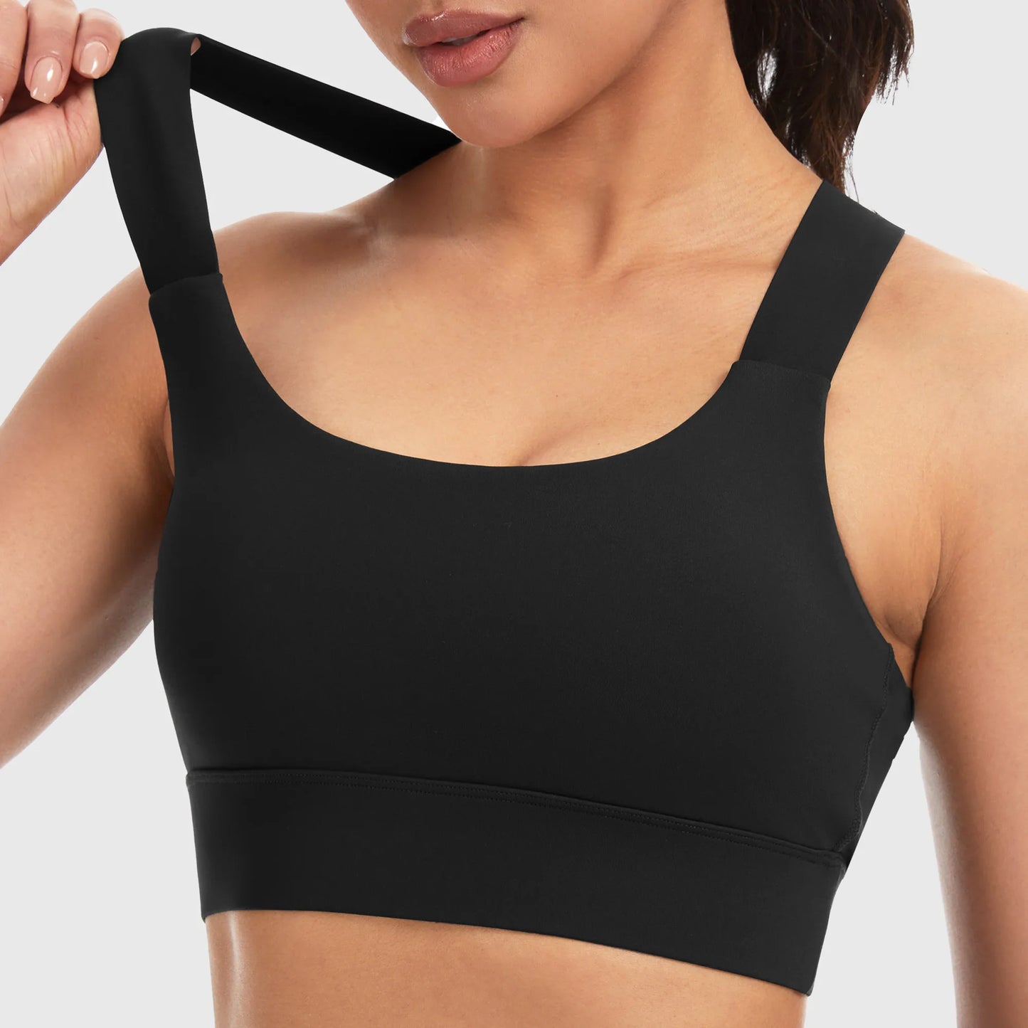 THE GYM PEOPLE Women's V-Cross Back Padded Sports Bra – Square Neck Yoga Workout Crop Top