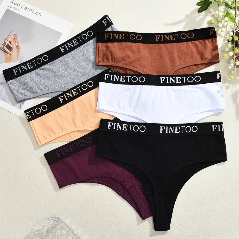 Finetoo 8-Pack Women's Cotton Thong Underwear | High-Rise G-String Panties Set S–2XL