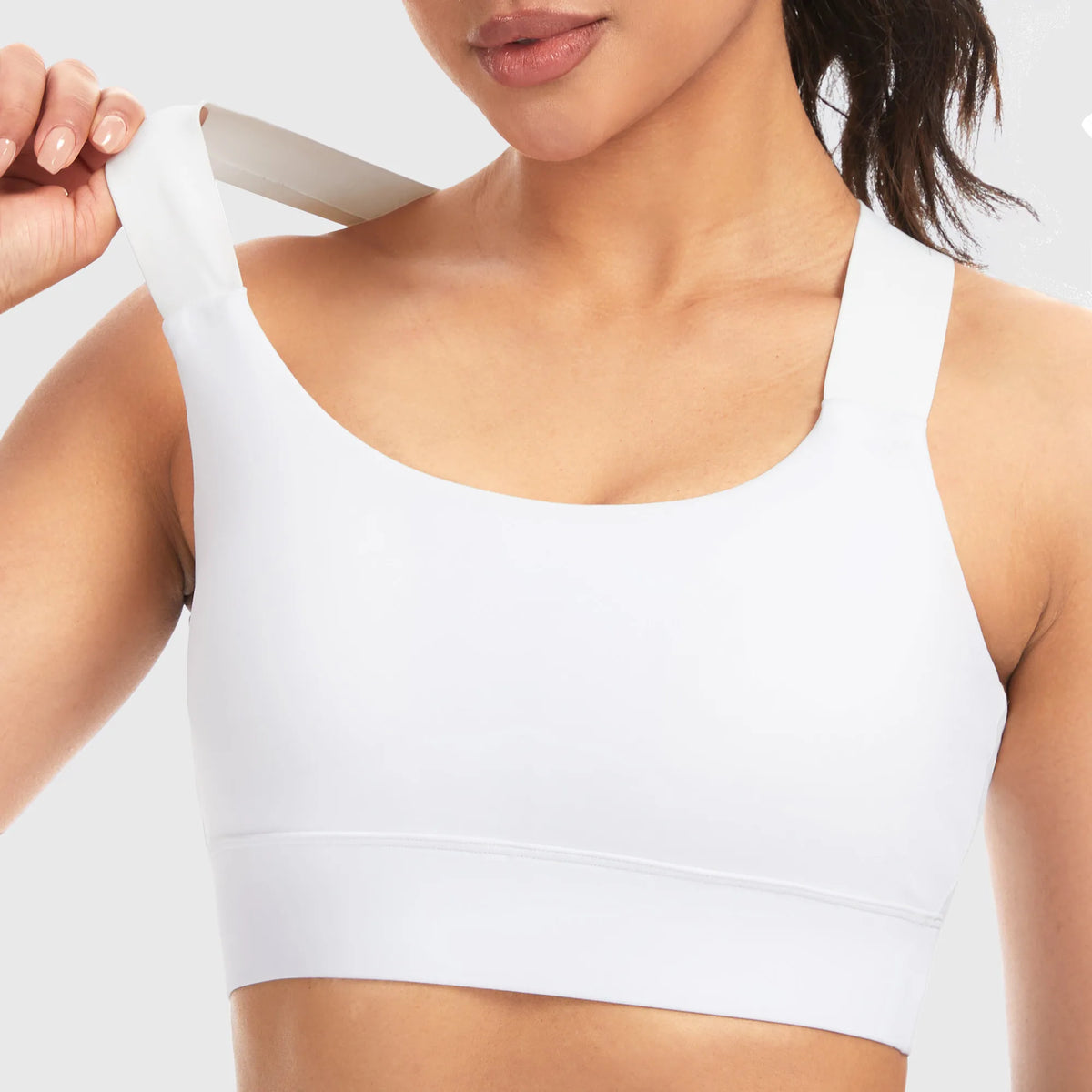 THE GYM PEOPLE Women's V-Cross Back Padded Sports Bra – Square Neck Yoga Workout Crop Top