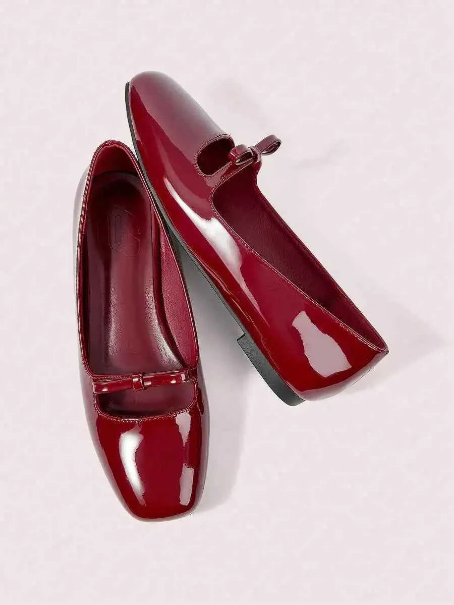 Women's Bow Ballerina Flats – Round Toe Slip-On Mary Jane Shoes for Casual, Commute & Party