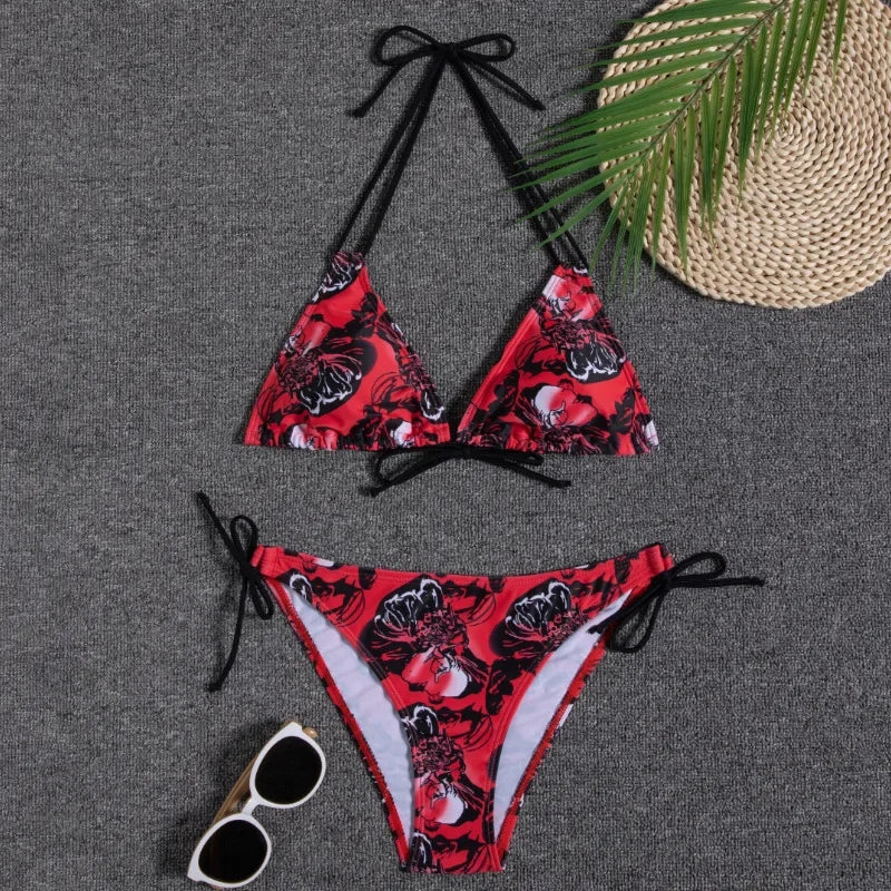 2022 New Swimwear Woman Sexy Push Up Bikini Set Swimsuit Women Print Floral Beachwear Biquini Two Piece Bathing Suit