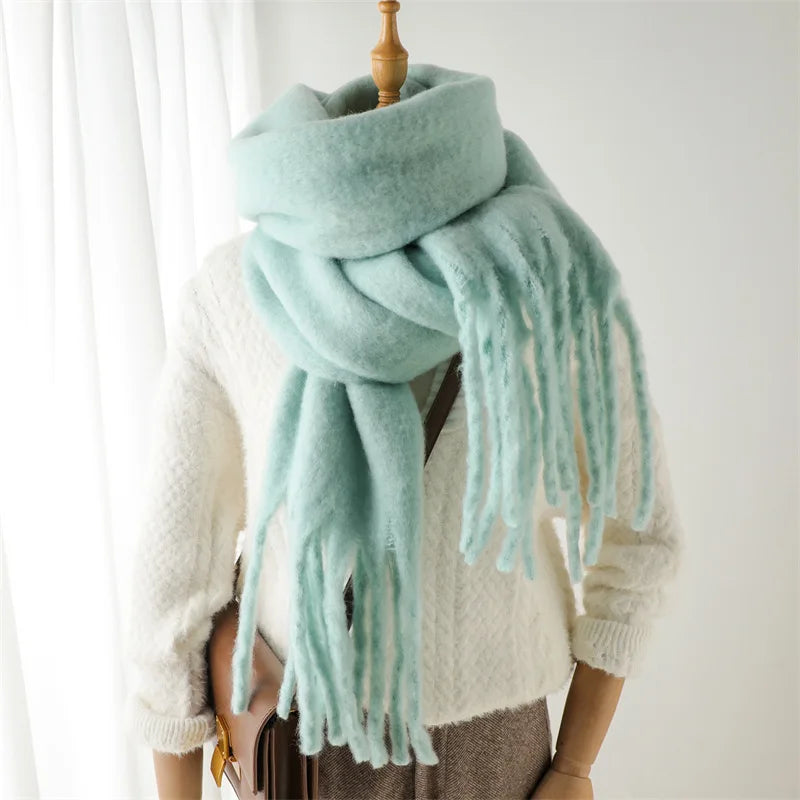 2025 Women's Luxury Winter Cashmere Scarves - Pashmina , Thick Blanket Wrap with Long Fringe for Him & Her Couple-style Scarves