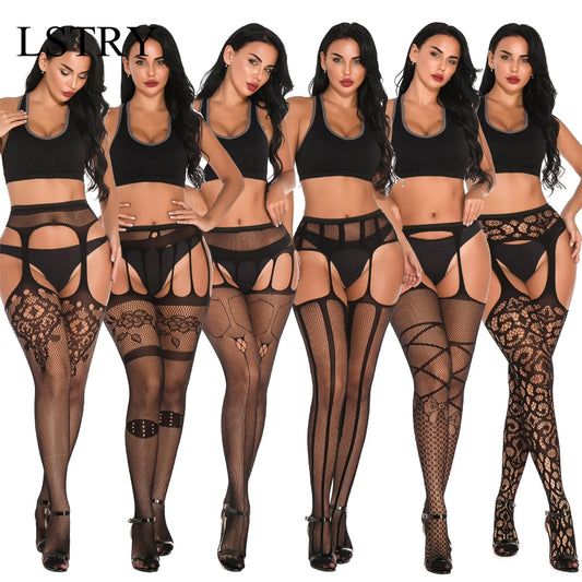 Plus Size Fishnet Pantyhose — Garter Belt Erotic Stockings & Lingerie