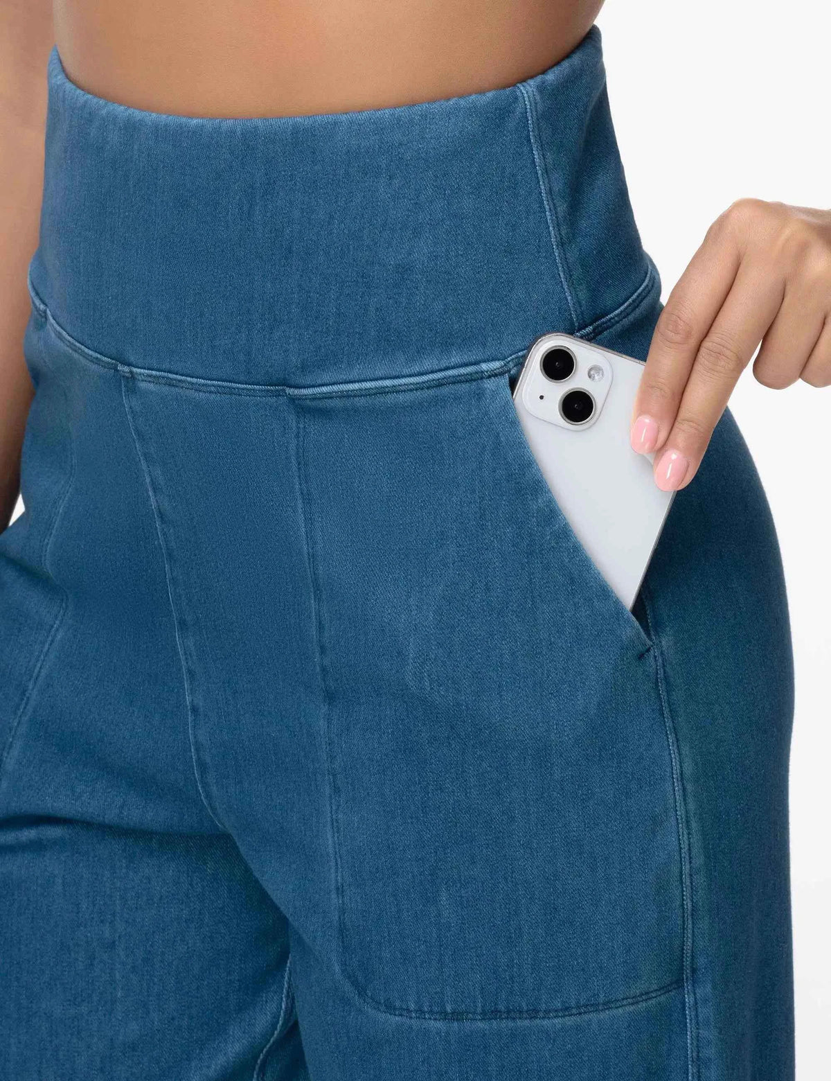 Women's High-Waist Denim Joggers | Stretchy Tapered Jeggings with Pockets