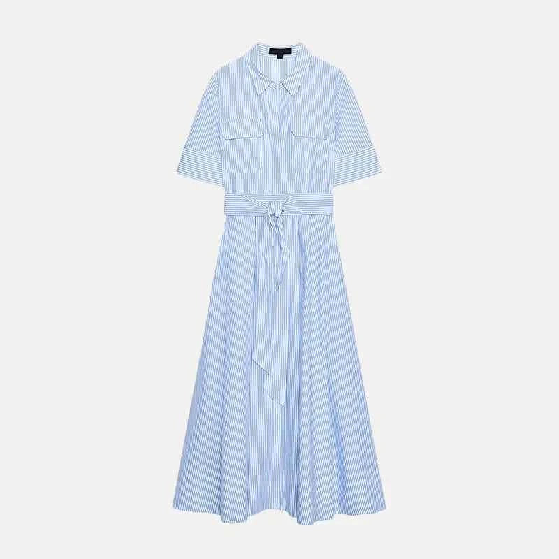 Casual Shirt Dress Women's Versatile Summer New Style Summer 2025 Chiffon High Waist A-Line Skirt Short Sleeve Loose Fit Sing...