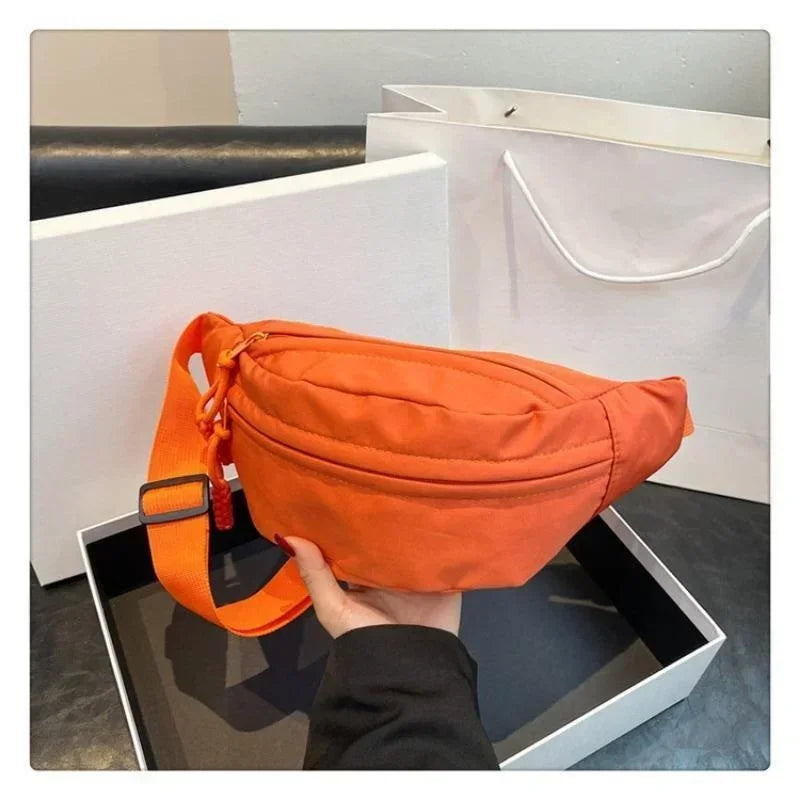 Women's Chest Bag Canvas Crossbody Bag Solid Color Women Sling Waist Pack Versatile Sports Solid Color Waterproof Hiking Bags