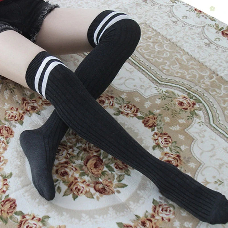 Knit Cotton Thigh High Stockings — Warm Over-Knee Socks for Women