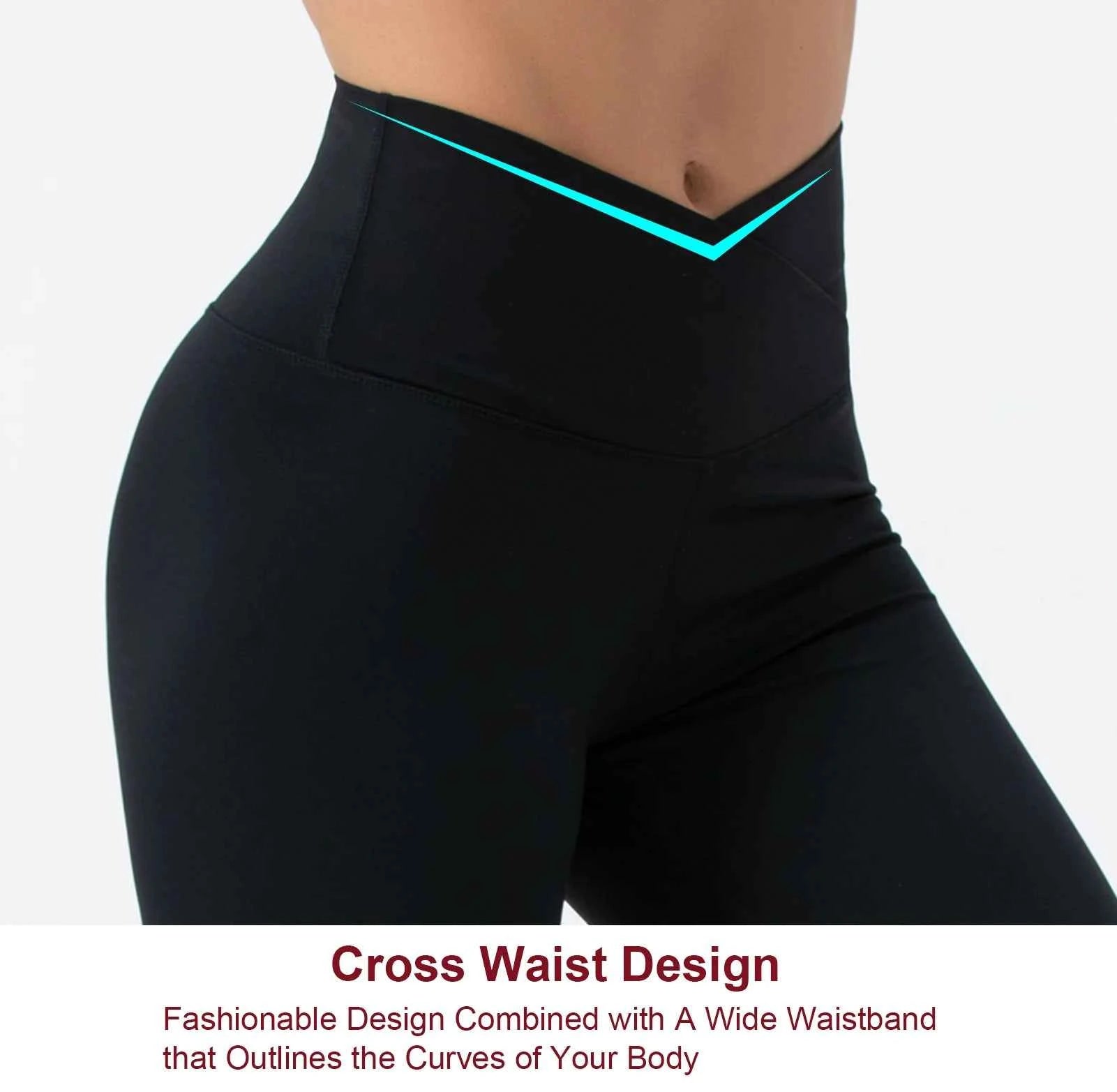 THE GYM PEOPLE Women's V-Cross High-Waist Yoga Capri Leggings – Tummy Control Workout Pants