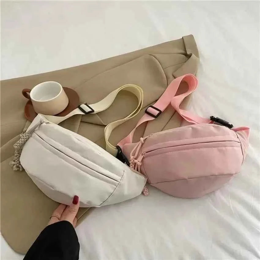 Women's Chest Bag Canvas Crossbody Bag Solid Color Women Sling Waist Pack Versatile Sports Solid Color Waterproof Hiking Bags