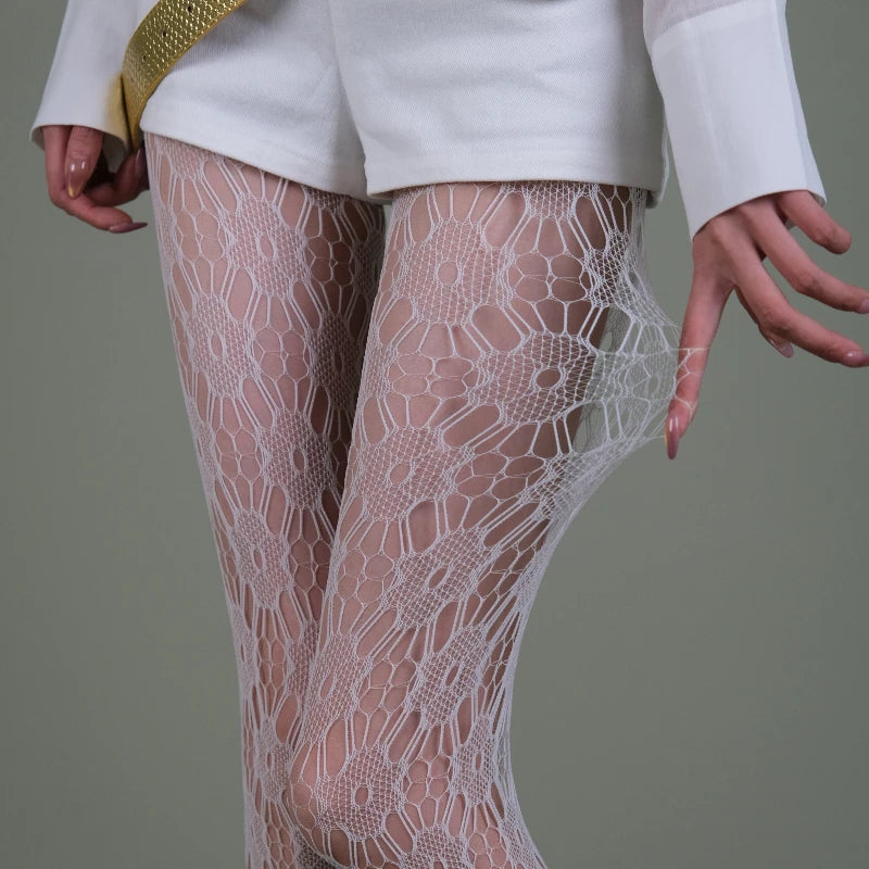 Harajuku Lace Mesh Pantyhose — Floral Hollow Tights & Fashion Hosiery