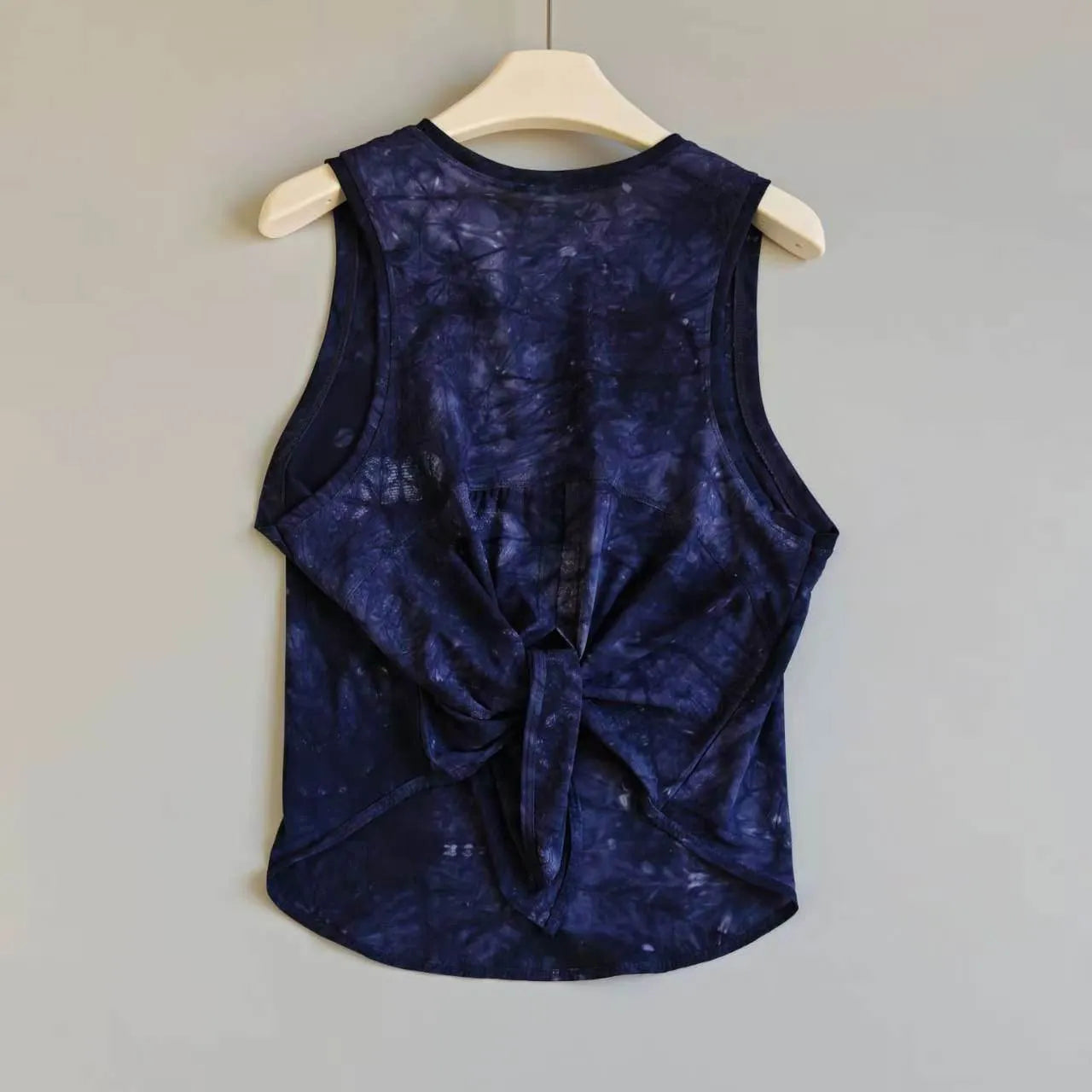Tie-Dye Mesh Sleeveless Yoga Top — Breathable Running T-Shirt