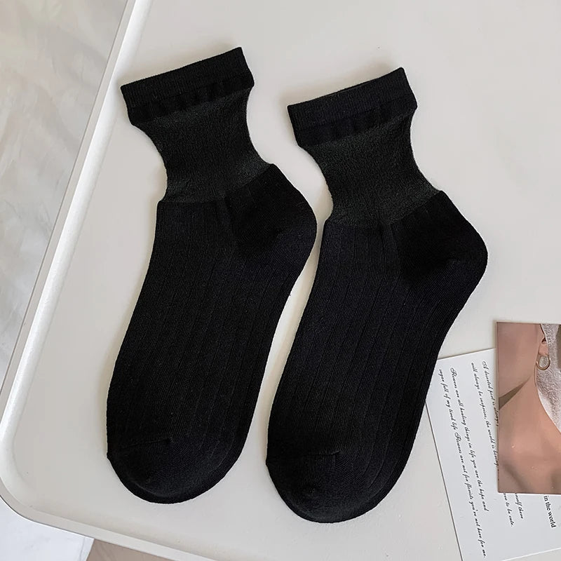 Sheer Crew Socks for Women — Thin, Breathable & Soft in 4 Colours