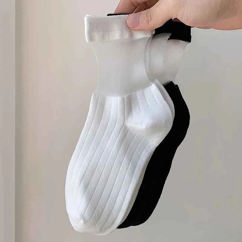 Sheer Crew Socks for Women — Thin, Breathable & Soft in 4 Colours