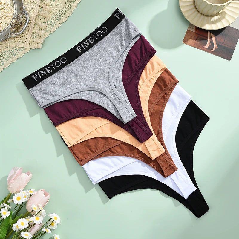 Finetoo 8-Pack Women's Cotton Thong Underwear | High-Rise G-String Panties Set S–2XL
