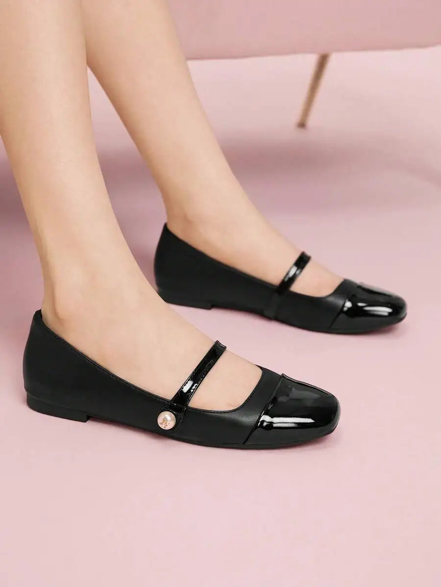 Women's Bow Ballerina Flats – Round Toe Slip-On Mary Jane Shoes for Casual, Commute & Party