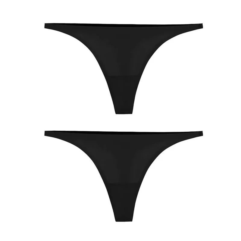 1/2/3/4/5pcs Sexy Panties Seamless Underwear For Women Ice Silk Strings Thin Waistband Thong Panties Woman Solid Mujer Tback