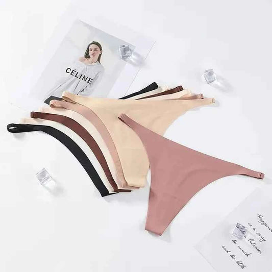 1/2/3/4/5pcs Sexy Panties Seamless Underwear For Women Ice Silk Strings Thin Waistband Thong Panties Woman Solid Mujer Tback
