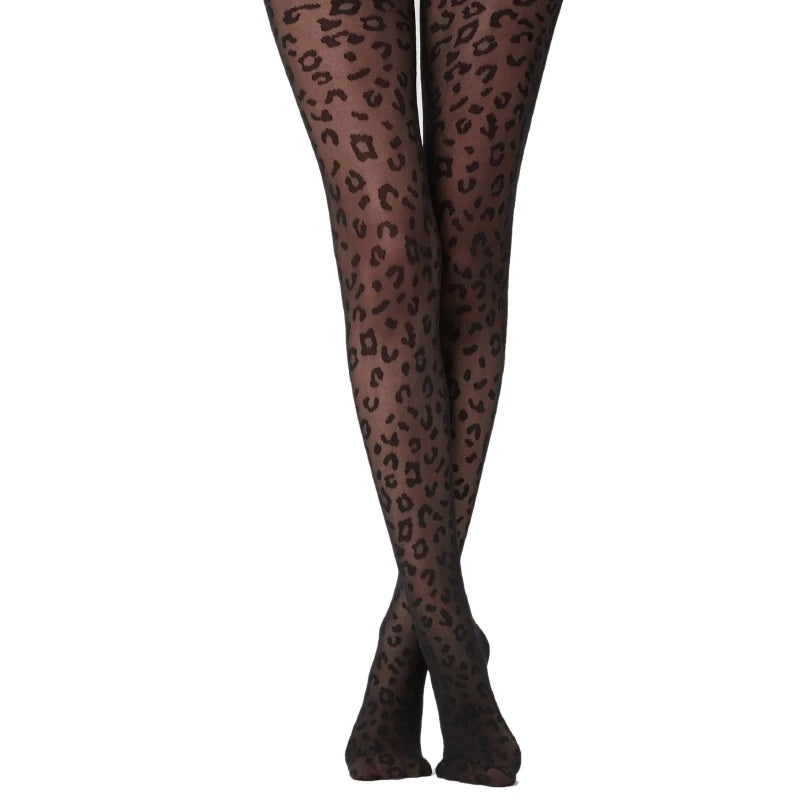 Sheer Leopard Print Pantyhose – 20D Thin Tights for Women | One Size