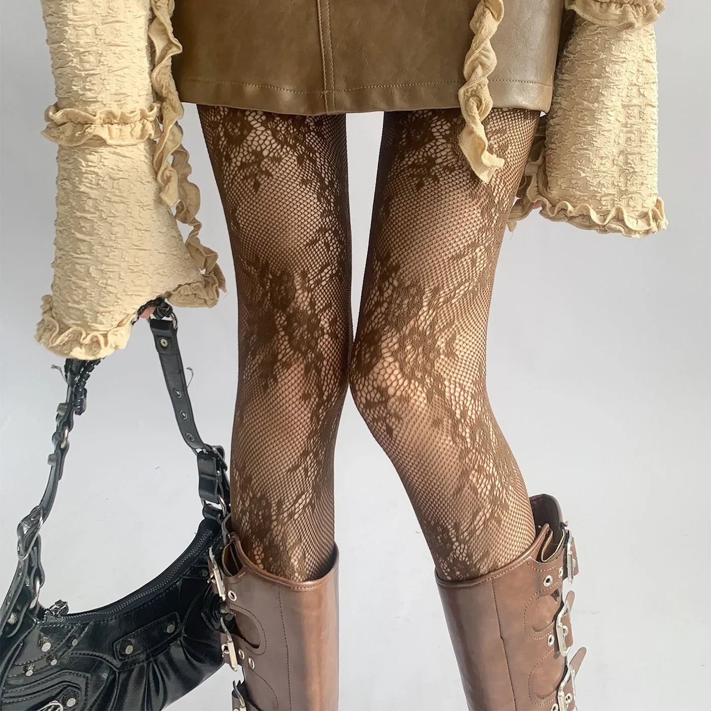 Floral Mesh Thigh-High Stockings – Lace Fishnet Pantyhose for Women