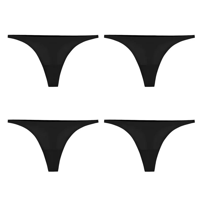 1/2/3/4/5pcs Sexy Panties Seamless Underwear For Women Ice Silk Strings Thin Waistband Thong Panties Woman Solid Mujer Tback