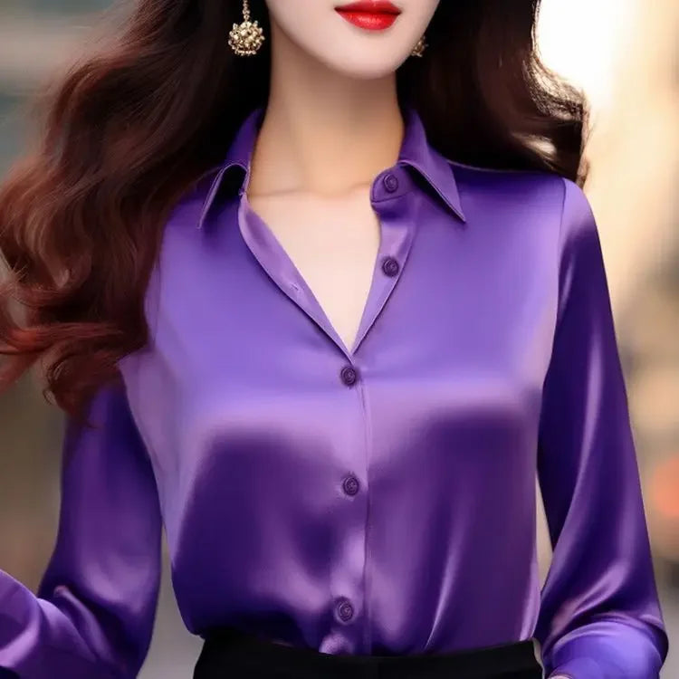 Women's Polo-Neck Blouse | Elegant Long Sleeve Office Shirt