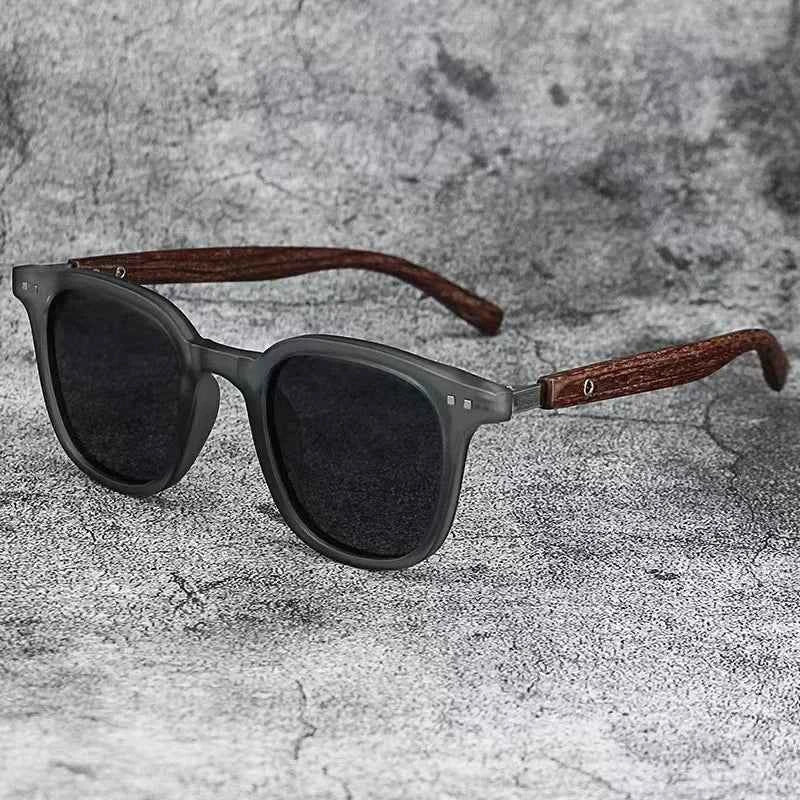Sunglasses for Men Women Trendy Retro Wood Grain Polarized UV Protection Eyewear Cycling Outdoor Street Photography Sunglasses