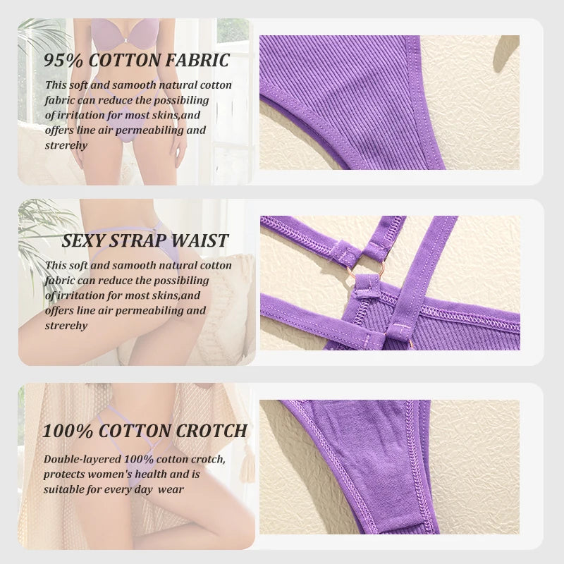8-Pack Women's Strappy Ribbed Thongs | Low-Rise G-String Panties Set