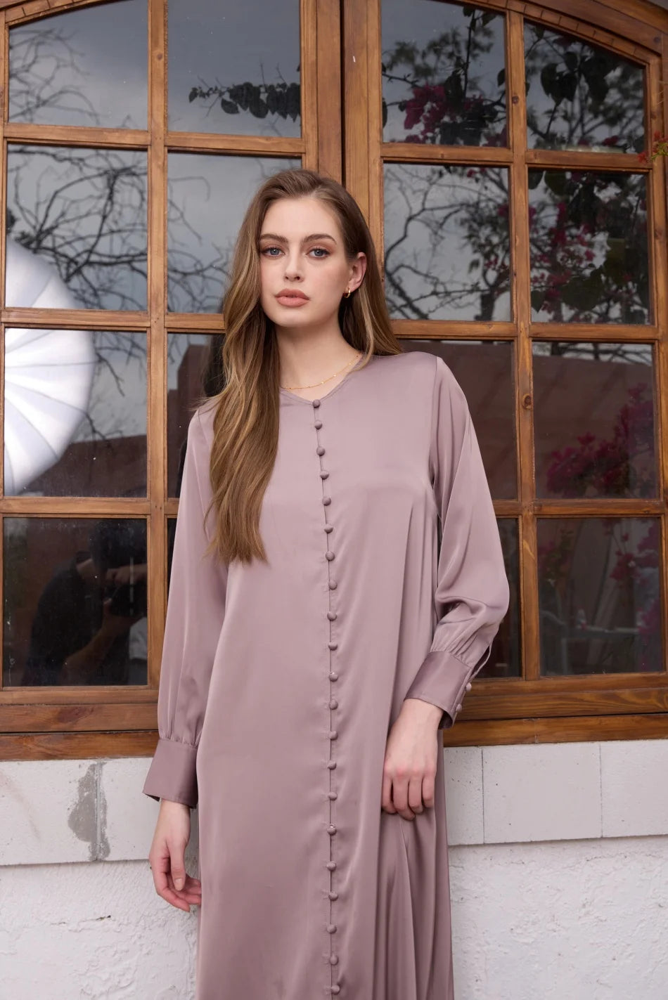 Satin Button Dress — Lightweight Comfortable Dressy Women’s Wear
