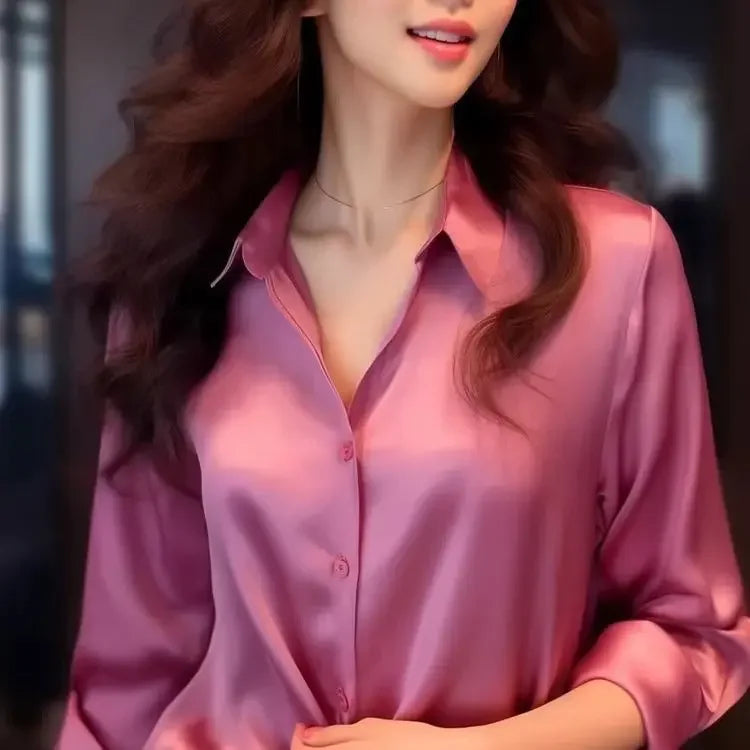 Women's Polo-Neck Blouse | Elegant Long Sleeve Office Shirt