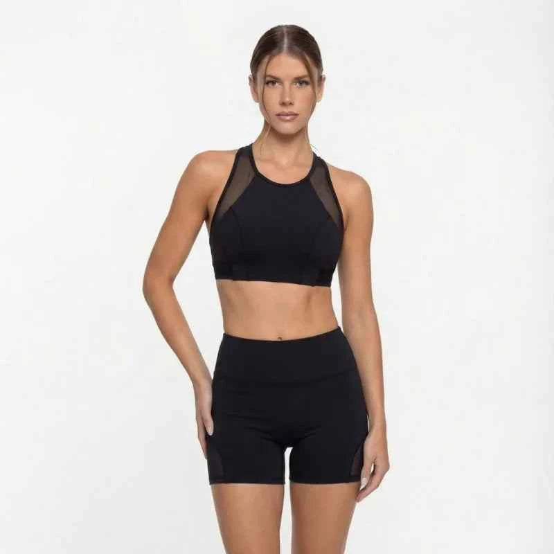 Mesh Patchwork Female Clothing Summer Tight-fitting Sportswear Breathable Training Fitness Yoga Top Workout Leggings Shorts