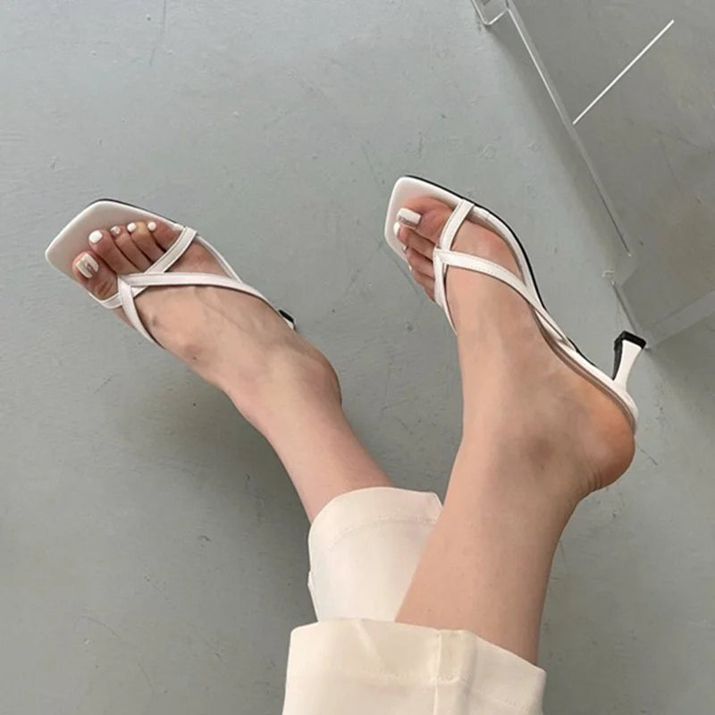 Heeled Sandal Slippers — Clip Toe Luxury Party Slides for Women