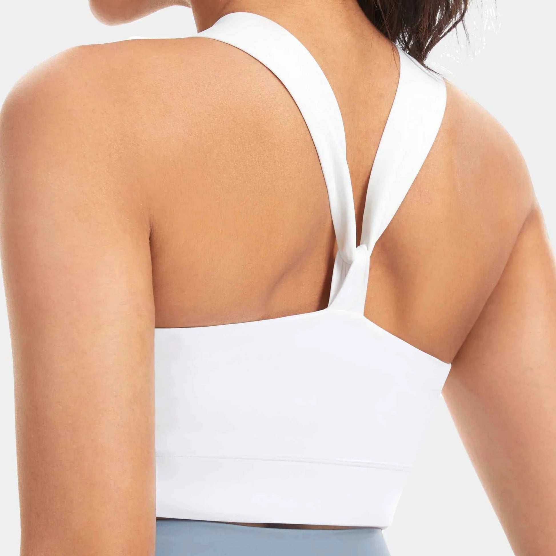 THE GYM PEOPLE Women's V-Cross Back Padded Sports Bra – Square Neck Yoga Workout Crop Top