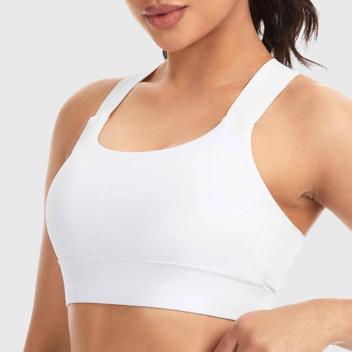 THE GYM PEOPLE Women's V-Cross Back Padded Sports Bra – Square Neck Yoga Workout Crop Top