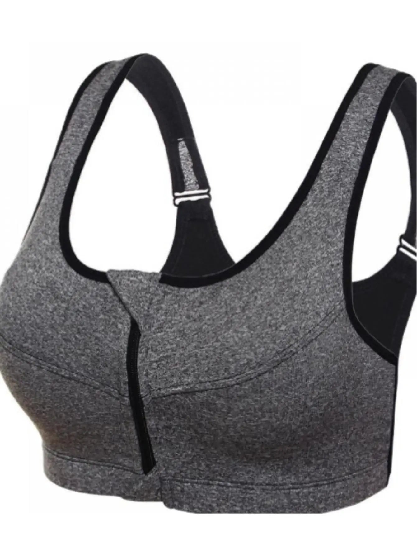 Women's High Support Sports Bra – Front Zip, Wire-Free & Adjustable Straps