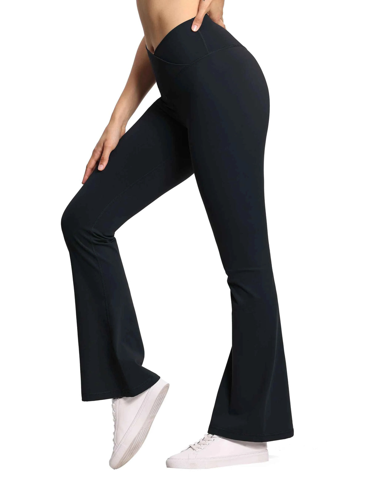 Women's Crossover High Waist Flare Leggings | Bootcut Yoga Pants with Tummy Control