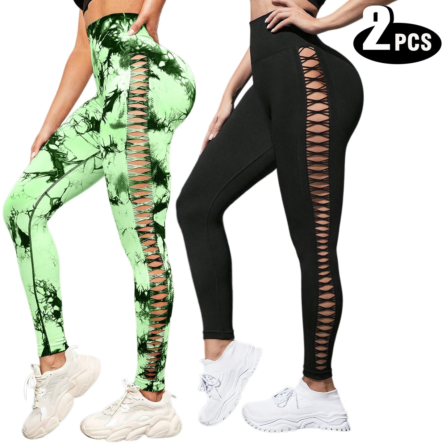 2-Pack Women's High Waist Butt Lifting Seamless Yoga Leggings – Tummy Control, All-Season