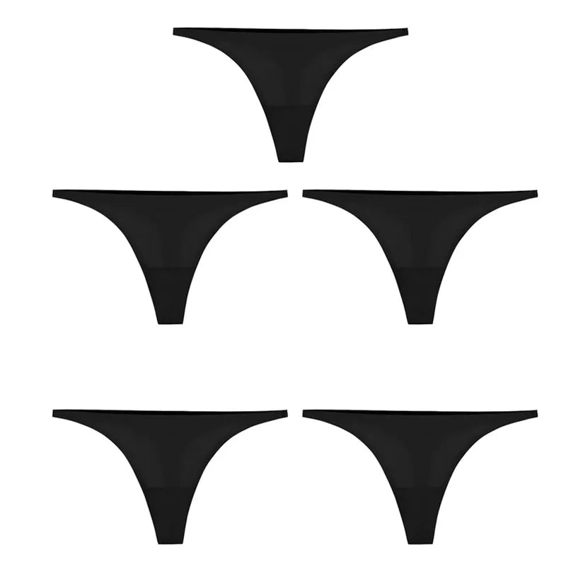1/2/3/4/5pcs Sexy Panties Seamless Underwear For Women Ice Silk Strings Thin Waistband Thong Panties Woman Solid Mujer Tback