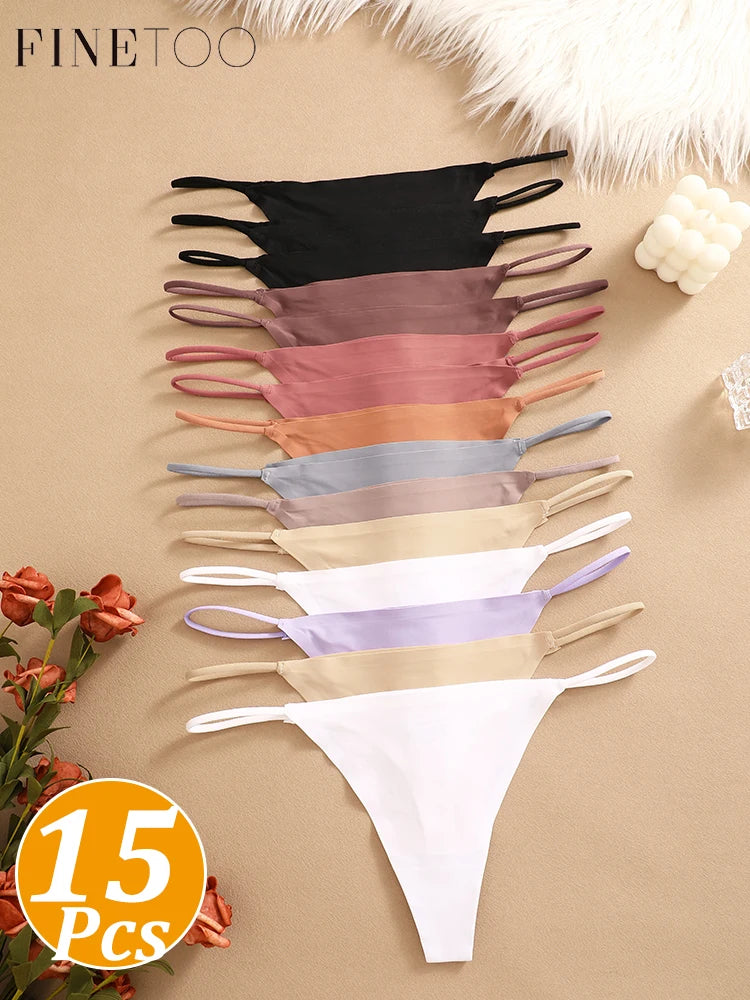 Women's Ice Silk Thong Panties – 15-Pack | Seamless Low-Rise G-String Underwear