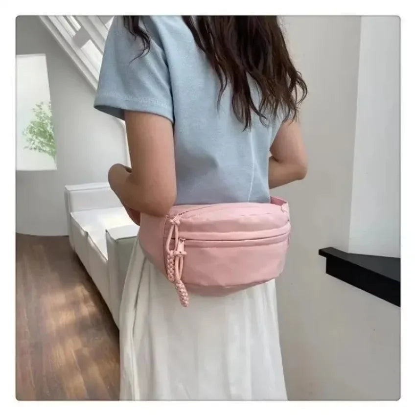 Women's Chest Bag Canvas Crossbody Bag Solid Color Women Sling Waist Pack Versatile Sports Solid Color Waterproof Hiking Bags