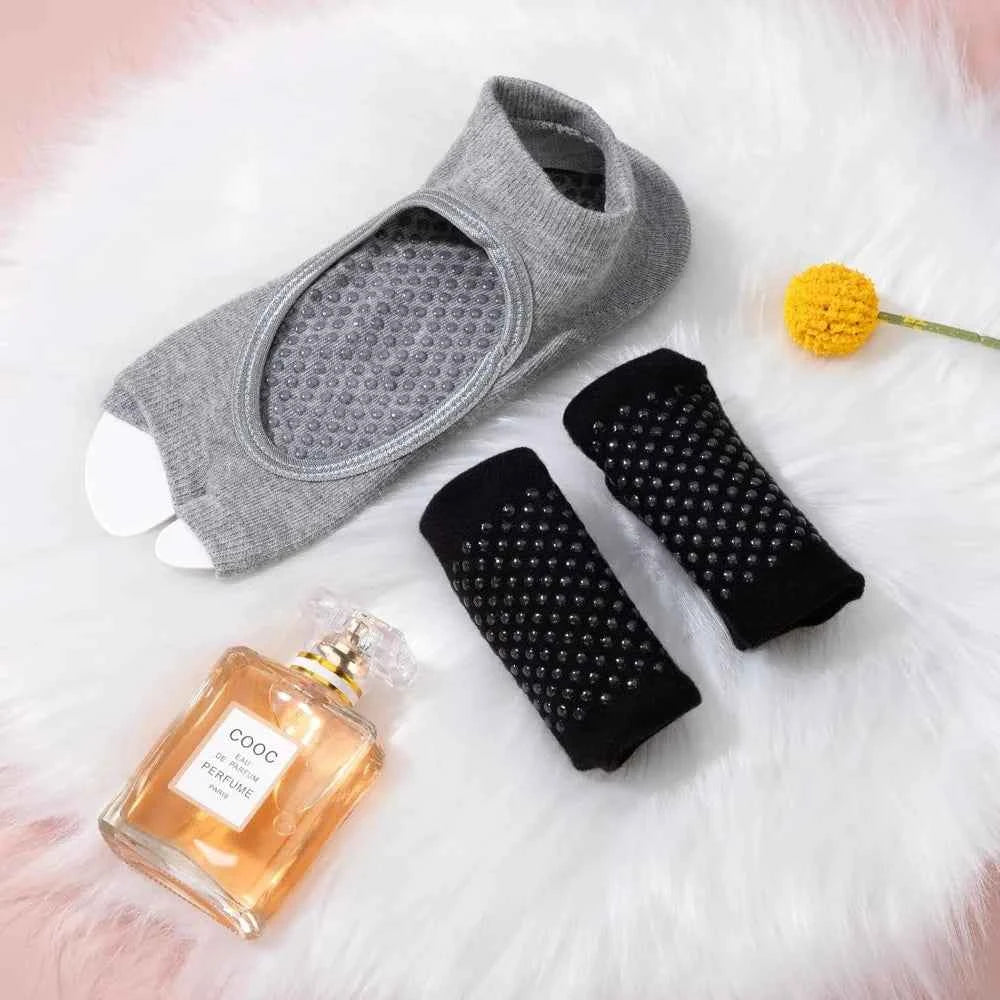 Yoga Socks for Women Non-Slip, Toeless Grippy Pilates Workout Socks, Breathable Dance Fitness Socks with Grip Bottom