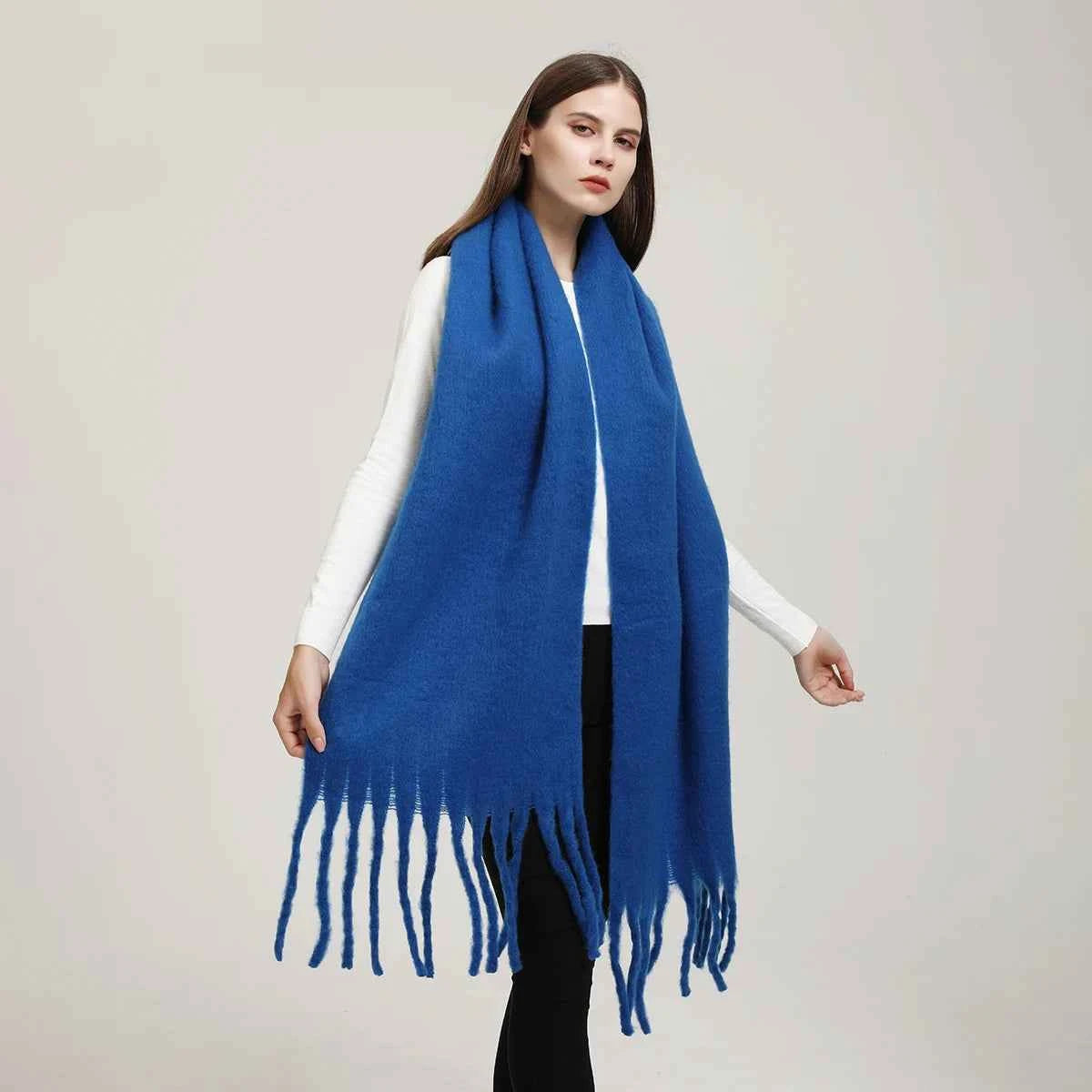 Winter Scarf for Women Cashmere Warm Solid Pashmina Blanket Wraps Female Thick Soft Tassel Shawl Long Poncho Echarpe 245*40cm