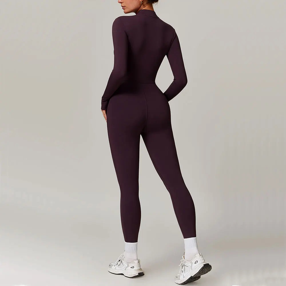 Velvet Yoga Jumpsuit — Push-Up Gym & Pilates Outfit