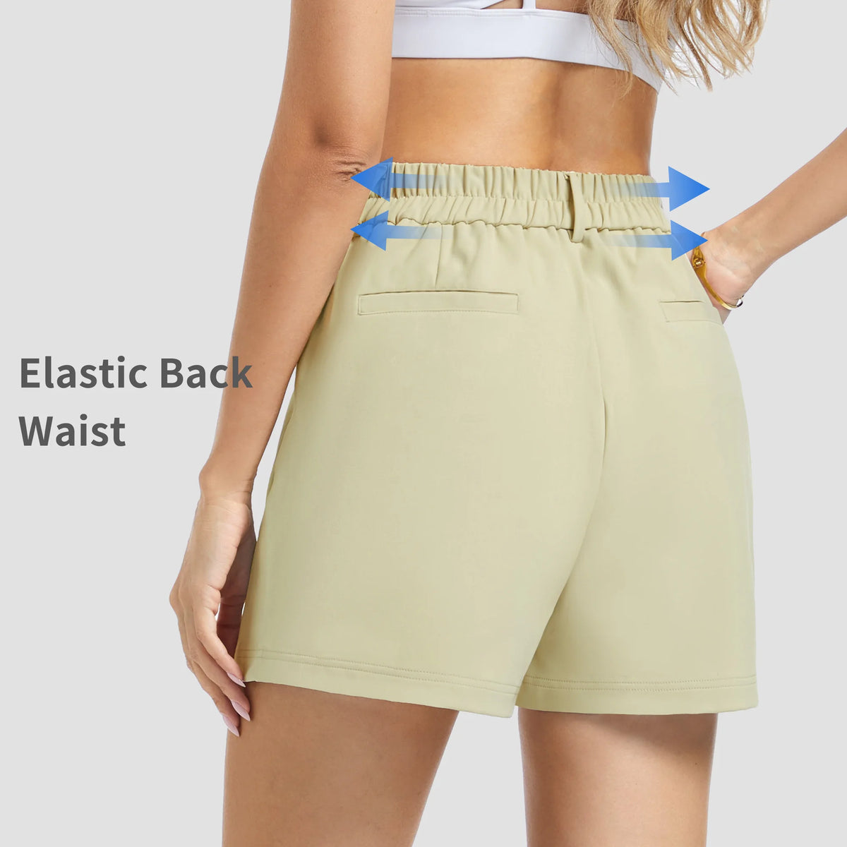 The Gym People Women's Dressy Shorts with Pockets | Elastic Waist Lounge & Work Shorts