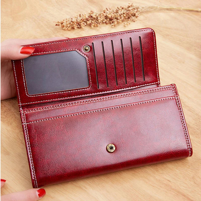 Women's Luxury Long Wallet – PU Leather Purse with Card Holder & Zip Coin Pocket