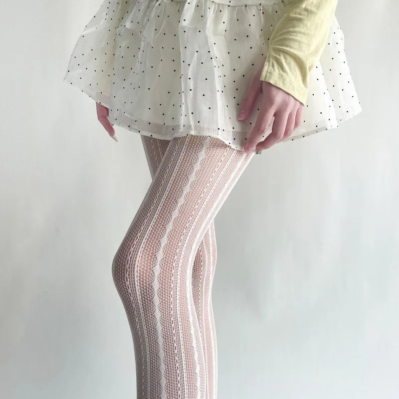 Women Sexy High Waist Fishnet Stockings Mesh Club Tights Panty Knitting Net Pantyhose Ripped Jeans Match Long Socks Lingerie Hot