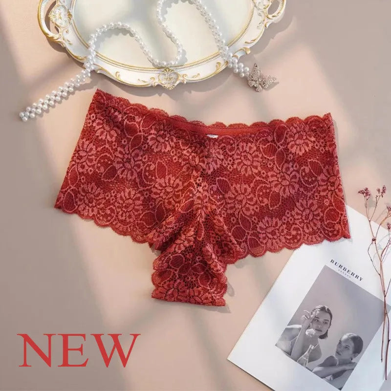 Sexy Lace Mid Rise Breathable Panties Summer Comfort Women Lingerie Elastic Comfortable Underwear Solid Color Casual Home Briefs
